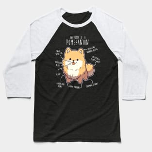 Orange Pomeranian Dog Anatomy Baseball T-Shirt